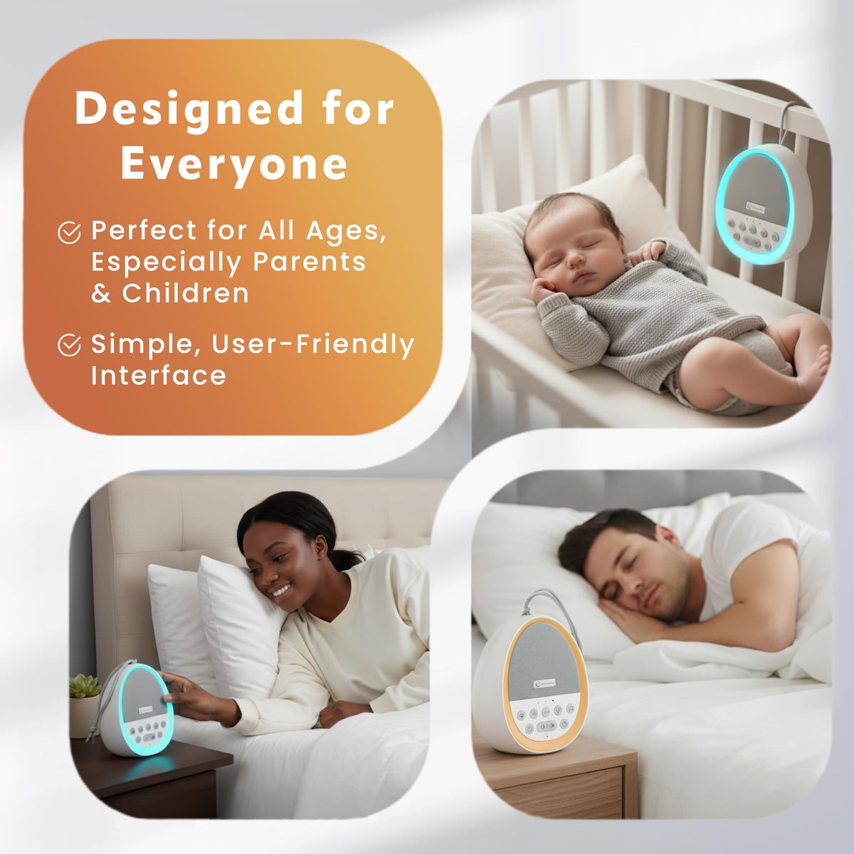 White Noise Sound Machine for Sleep Baby, Adults, Kids USB Charge 29 Sounds