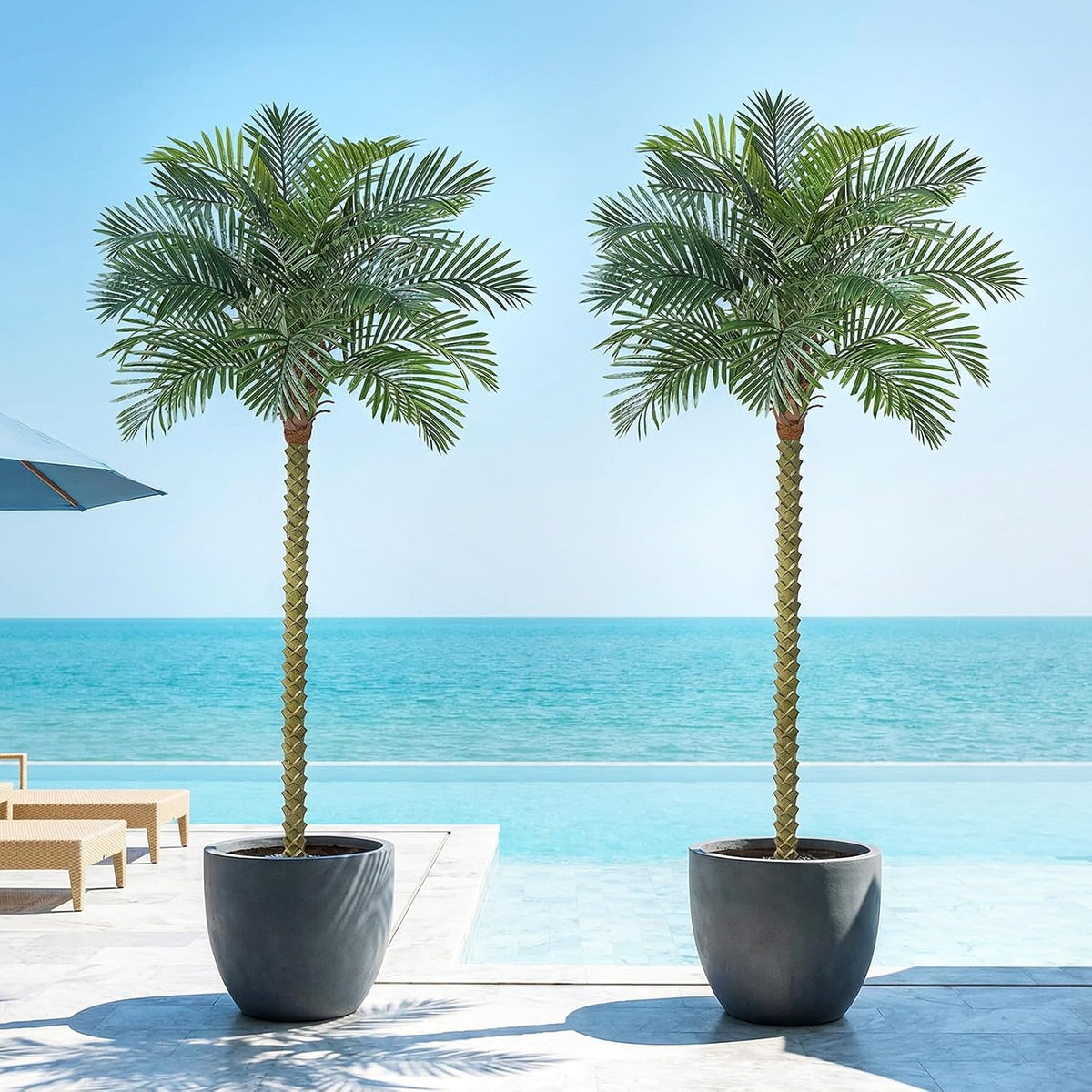9ft Artificial Palm Trees, UV Resistant, Set of 2
