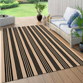 Outdoor Patio Rug, Black and Tan Striped Outdoor Rugs Fall Decor