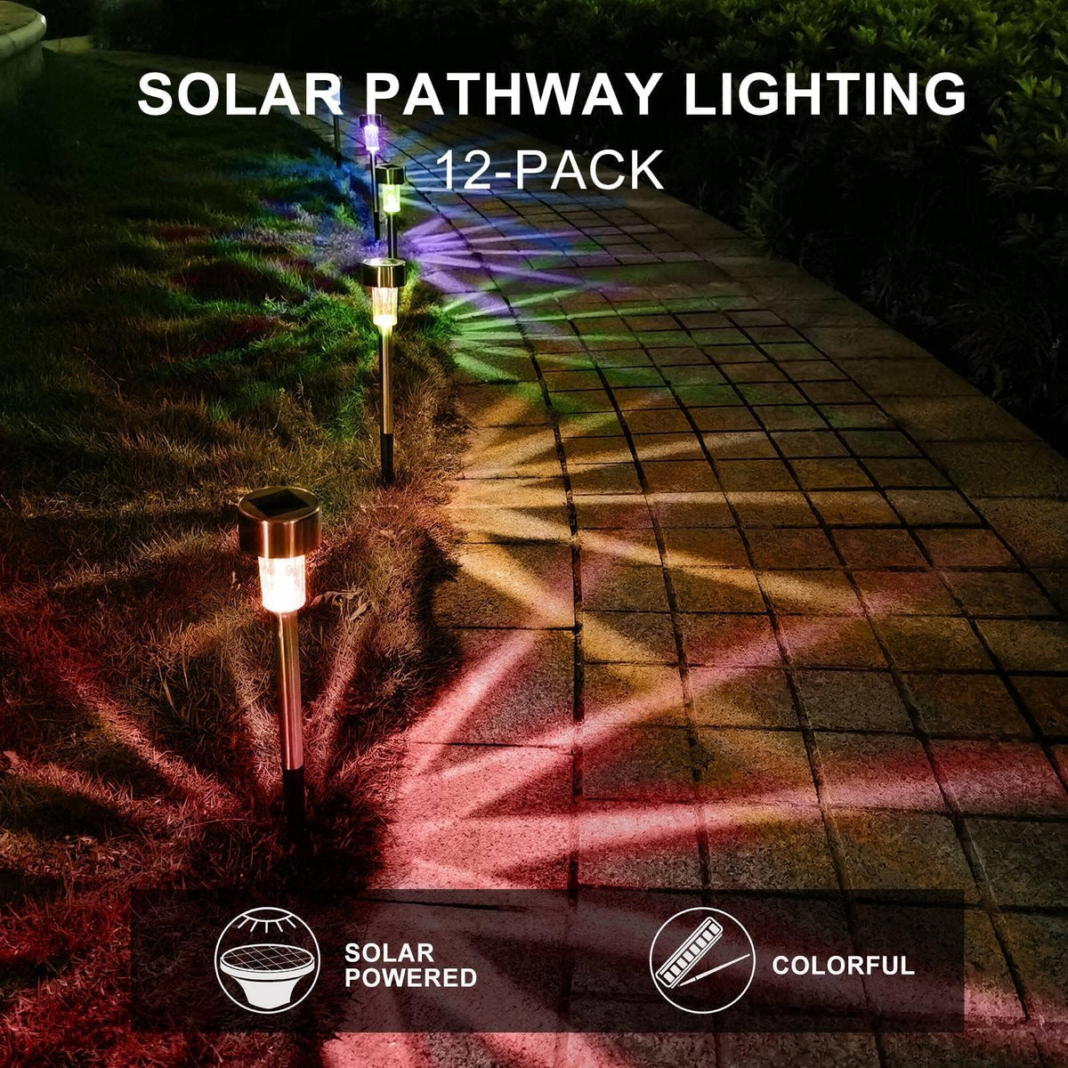 Solar Lights Outdoor Waterproof, Solar Garden Lights, Multicolor, 16Pack