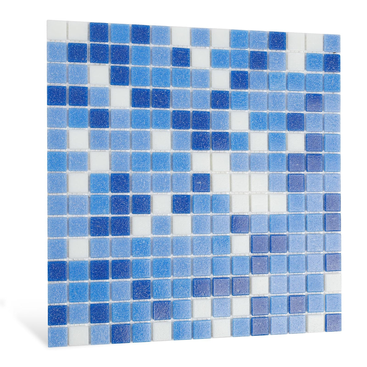 Glass Mosaic Pool Tile Backsplash 12 Inch 10P Light White Blue