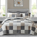 Quilt 100% Cotton Plaid Farmhouse Comforter Set