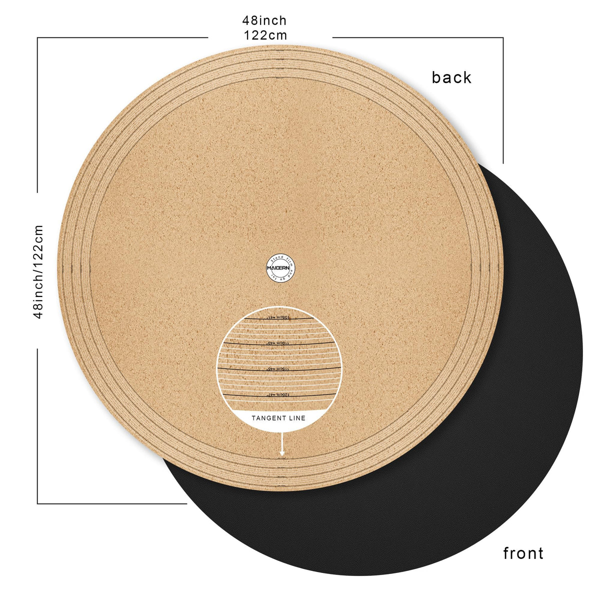 48 Inch Round Cork & Leather Table Pad Protector, Cuttable Size (42-48 Inch), Trimmable Dining Table Mat, Heat