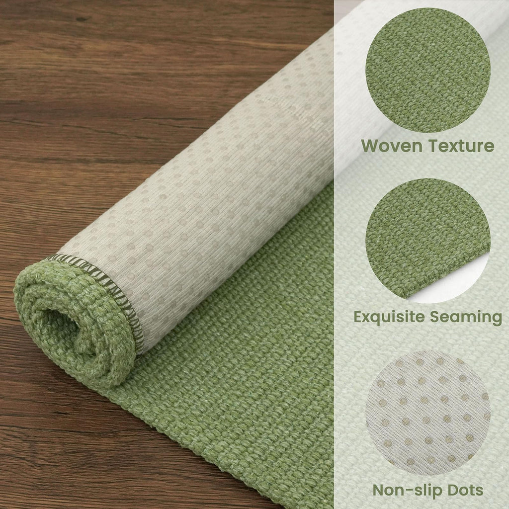 Washable Runner Rug, Non Slip Hall Runner, 2x6 Ft, Sage Green