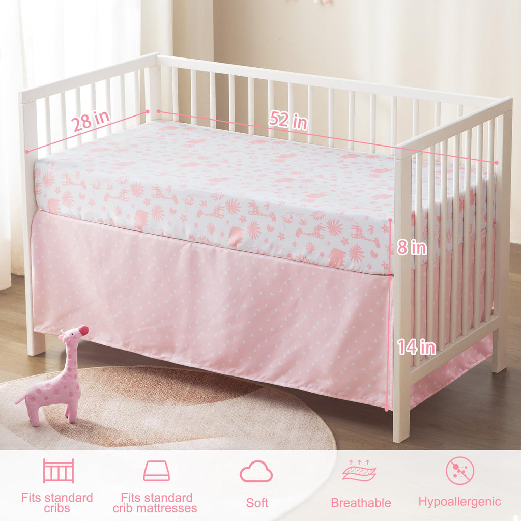 Crib Bedding Set with Plush Toy for Baby Boys Girls, Oeko-Tex