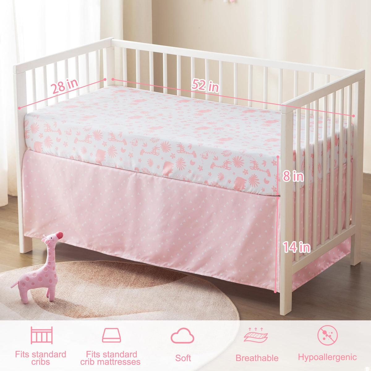 Crib Bedding Set with Plush Toy for Baby Boys Girls, Oeko-Tex