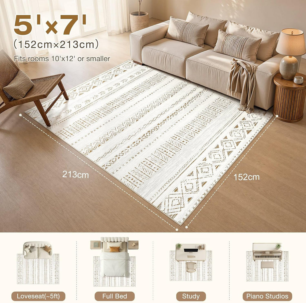 Boho Area Rugs: Soft Moroccan Washable Rug