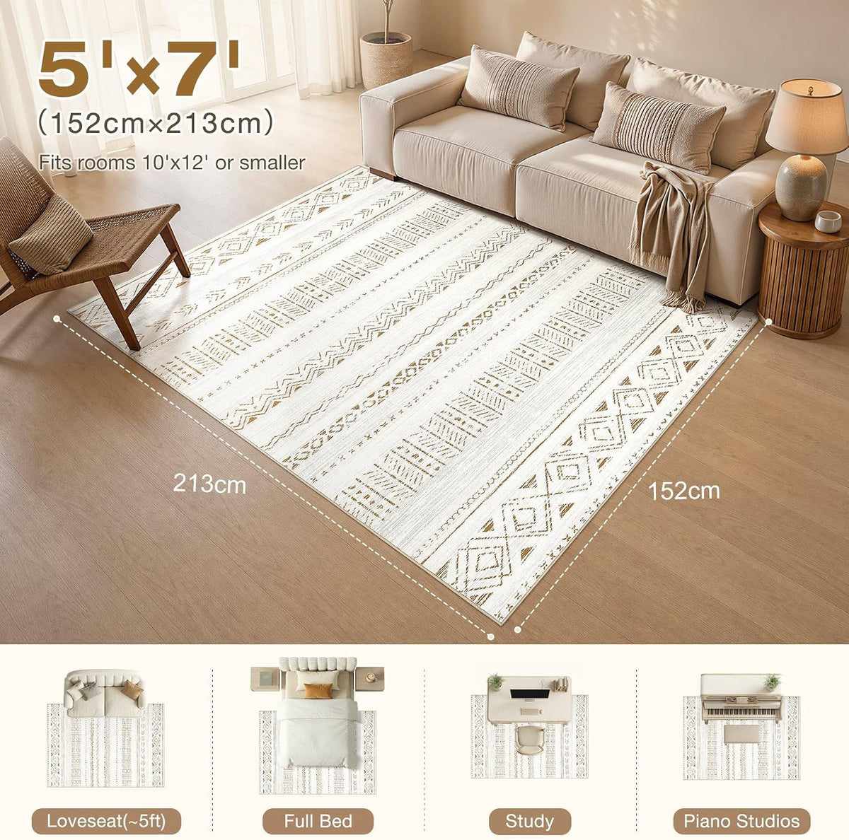 Boho Area Rugs: Soft Moroccan Washable Rug