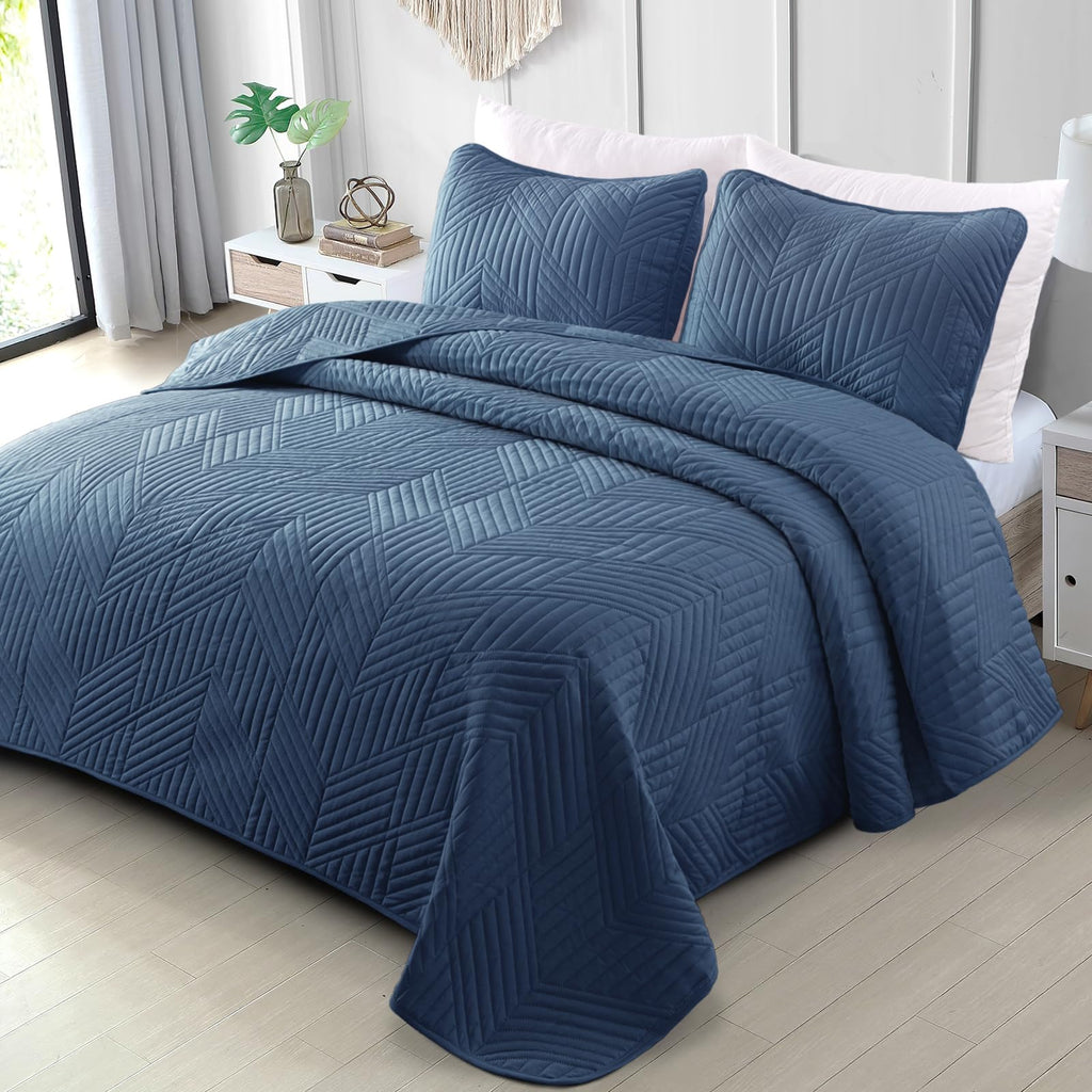 Quilt Bedding Set, Navy Blue