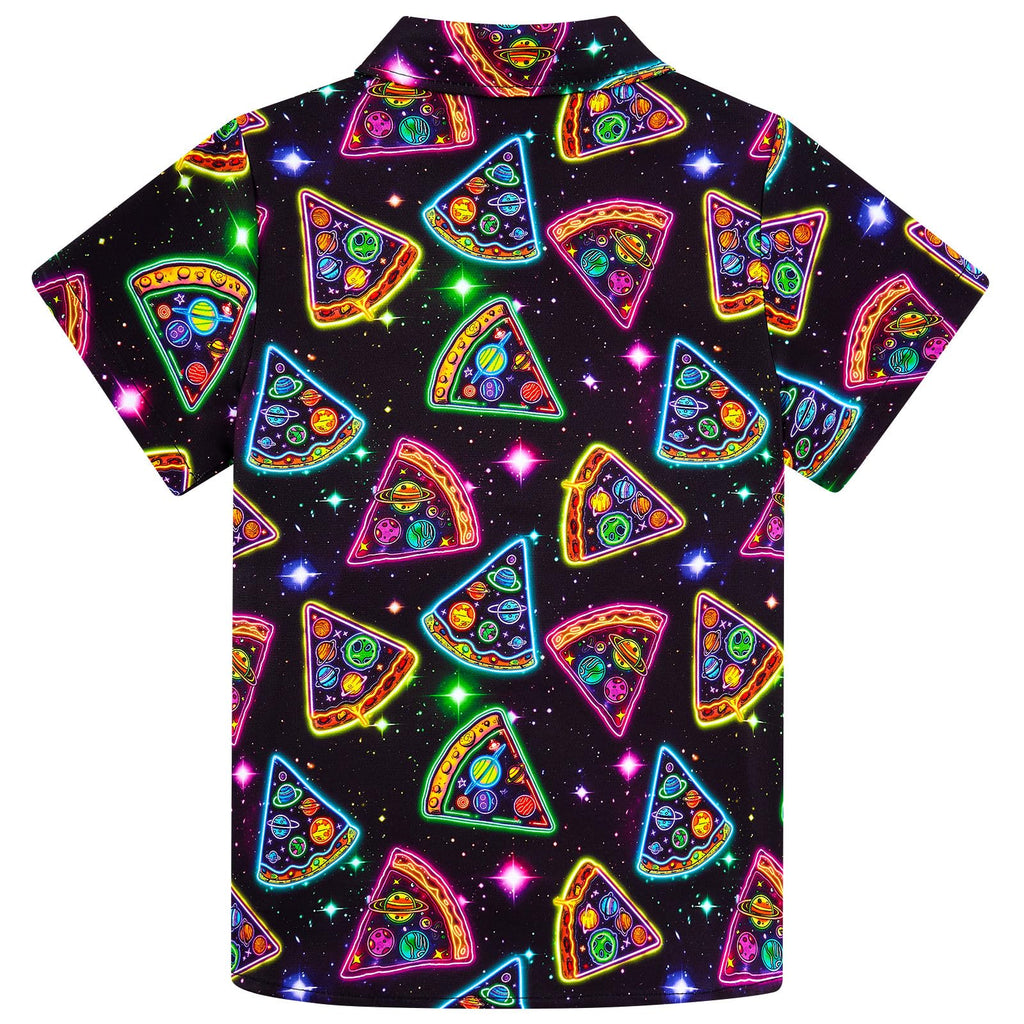 Toddler Neon Shirt Boys Pizza Galaxy Button Down Shirts