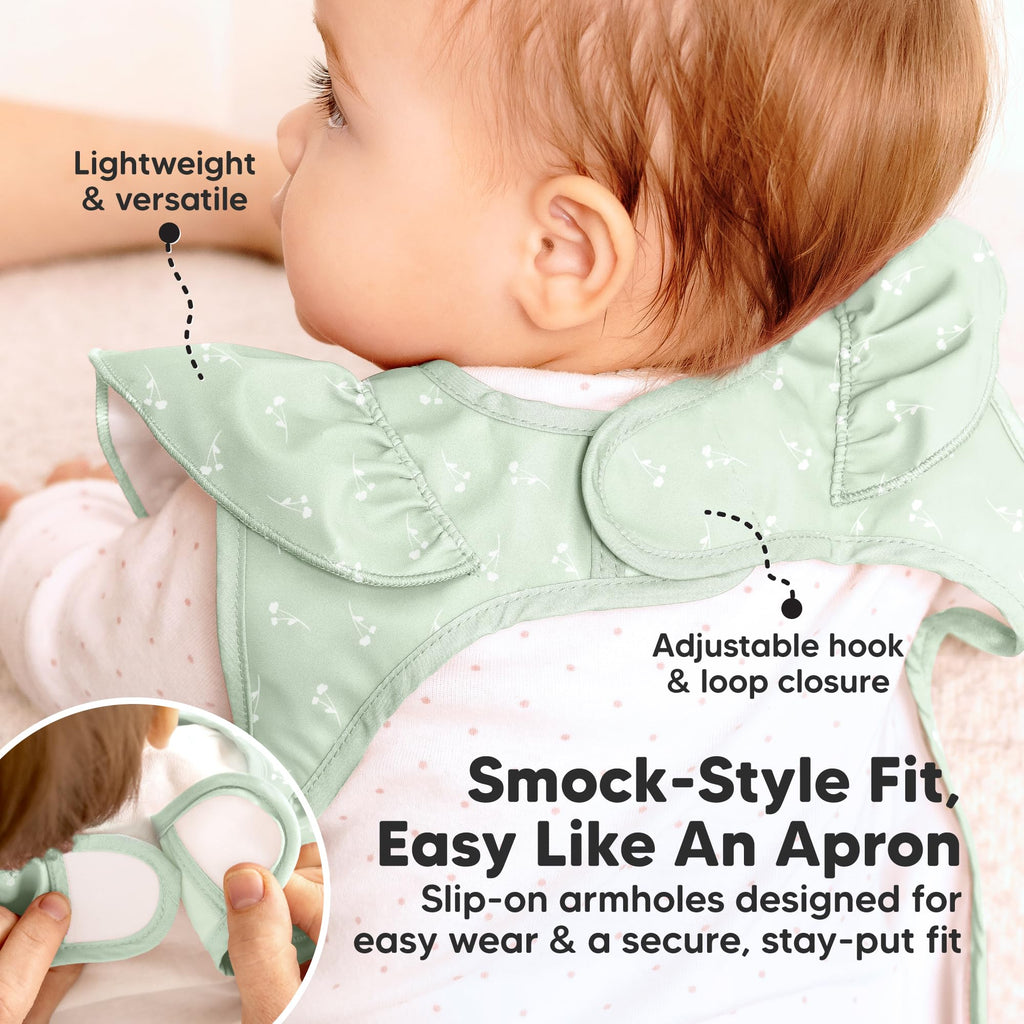 Waterproof Bibs for Baby Girl,Boy, 2-pk Lightweight (Bloom)
