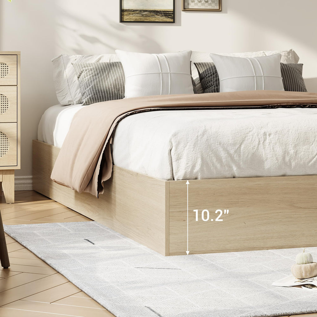 Full Bed Frame with 2 Storage Drawers, Wood Platform Bed