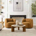 34" W Boucle Swivel Barrel Chairs with Pillow Set of 2, Brown