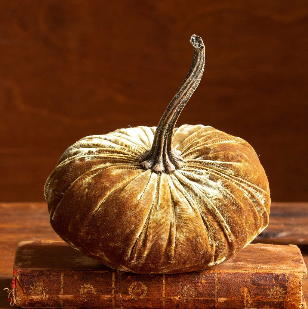 Set of 4 Small Velvet Pumpkins, elegant luxe gift set for new apartment, Thanksgiving centerpiece, bowl filler for