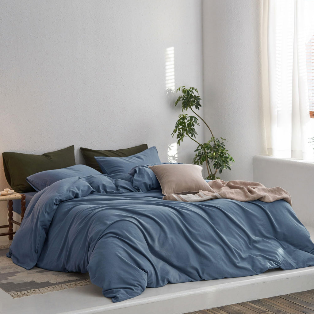 Upgraded Softer Duvet Cover Set 100% Washed Cotton Twill