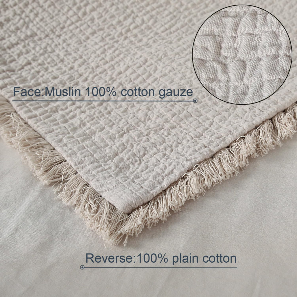 Quilted Pillow Shams Linen Standard Set of 2 Muslin Cotton Matelasse Boho
