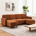 Modular Sectional Sofa with Storage Pockets, Soft Boucle Fabric, Solid Wood Frame, Customizable Configuration (U