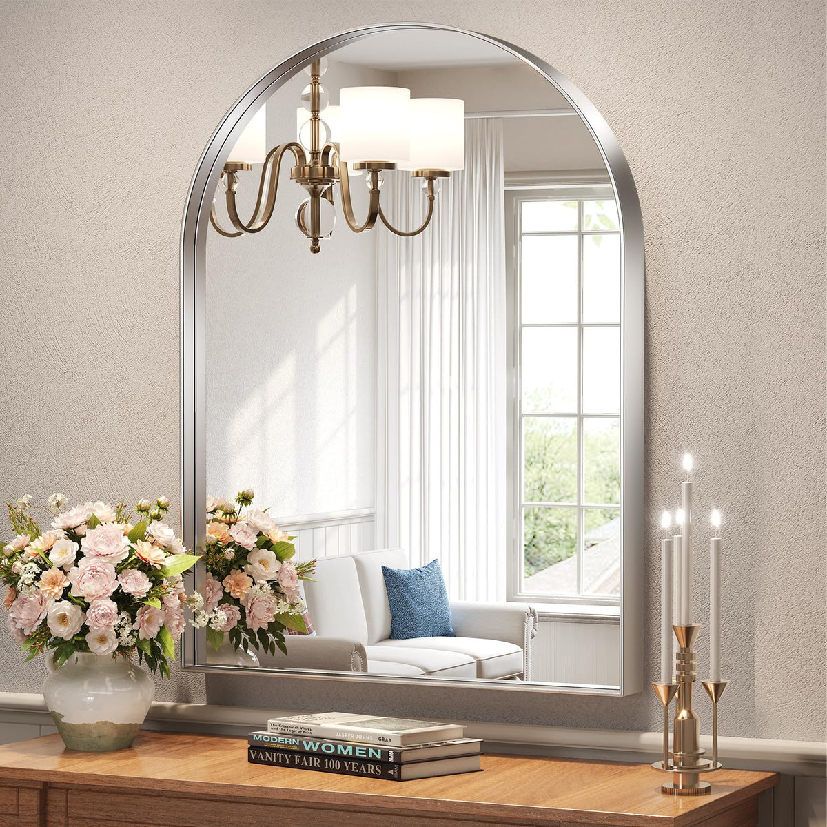 Arched Mirror, 32 x 40 Inch Silver Arch Mirror