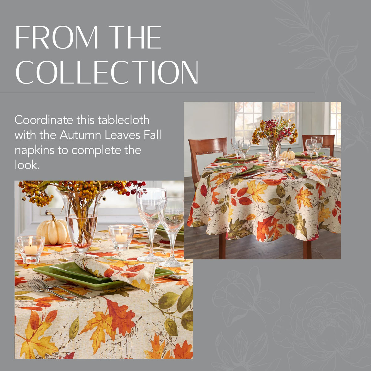 Autumn Leaves Fall Printed Tablecloth, Multicolor - 60"W x 120"L