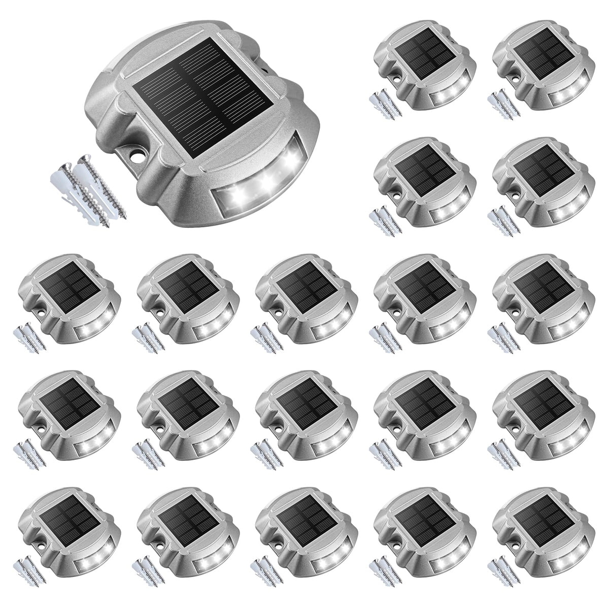 Solar Deck Driveway Dock Lights, Solar Pathway Lights, White 20 Pack
