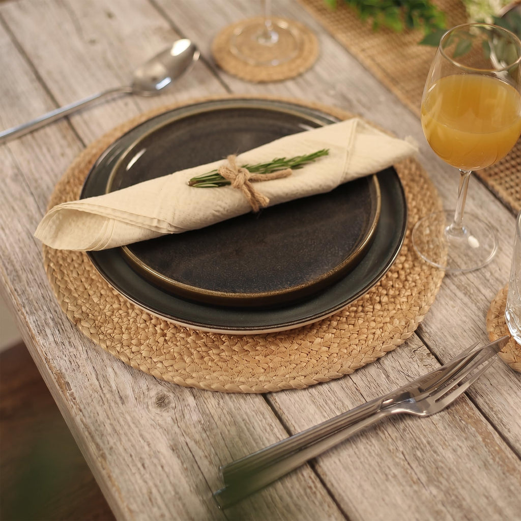 Round Jute Placemats, Set of 8, 13 Inch