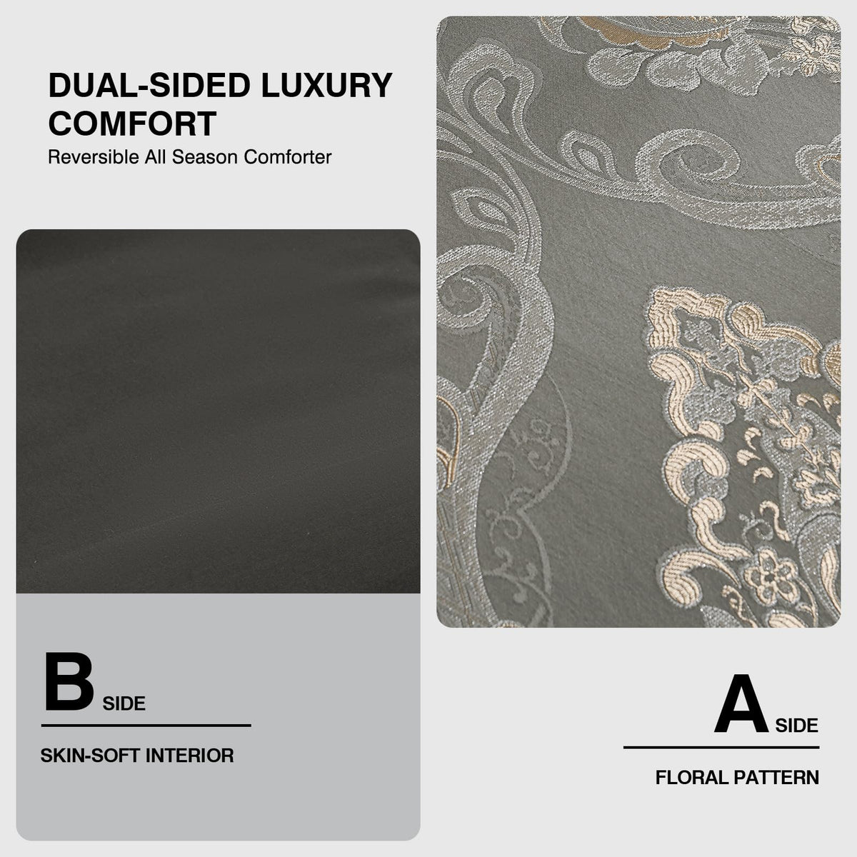 7 Piece Comforter Set - Luxury Vintage Damask Jacquard Bed in Bag, All Season Striped Patchwork Thick