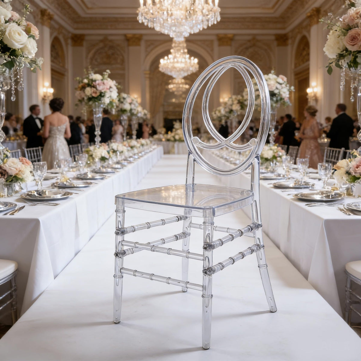 Clear Acrylic Chiavari Chairs, Modern Dining Chairs Set of 12, Accent Event Ghost Chairs for Wedding Party Event