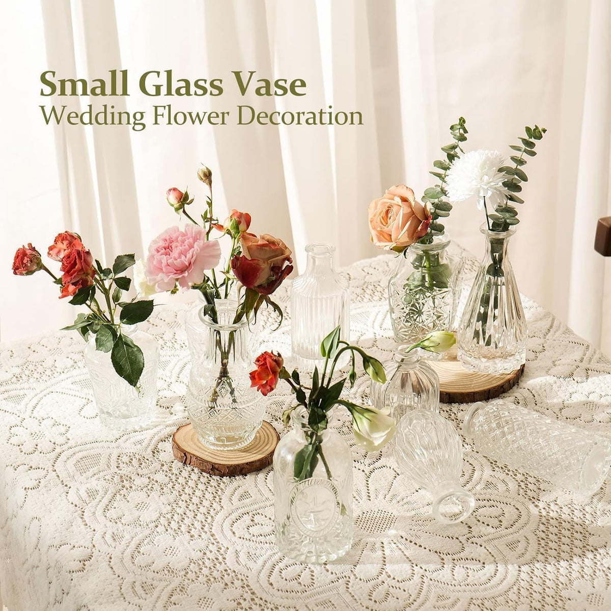Mini Bud Vases Set of 32 As Wedding Centerpieces for Tables, Clear Bud Vases for Flowers, Small Flower Vases Suitable