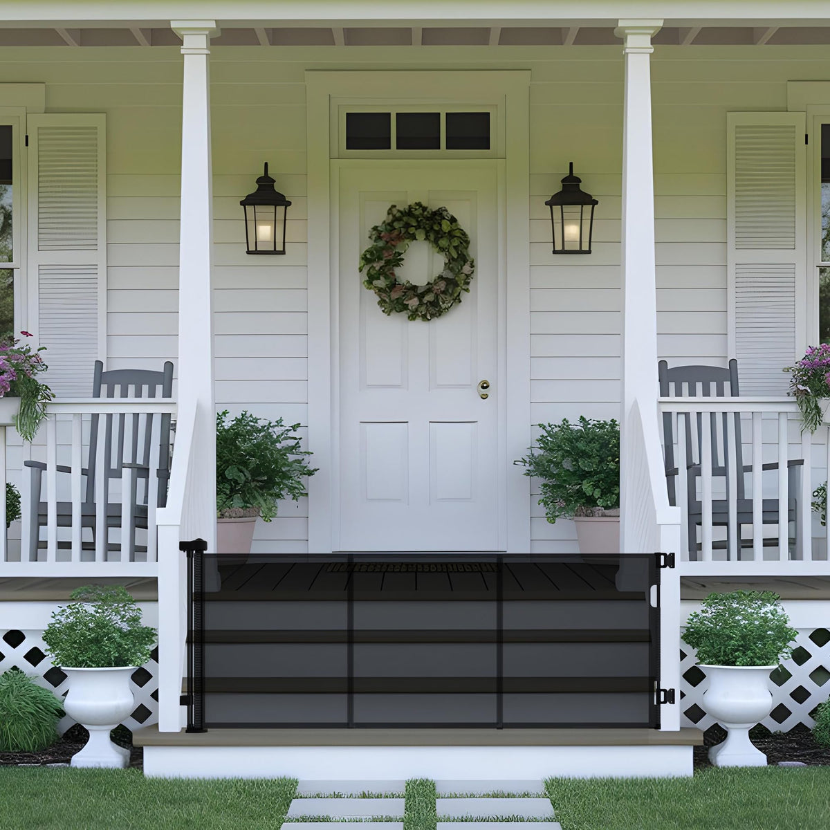 Retractable Baby Gate,Mesh Baby Gate or Mesh Dog Gate,34" Tall,Extends up to 100" Wide,Child Safety Gate for