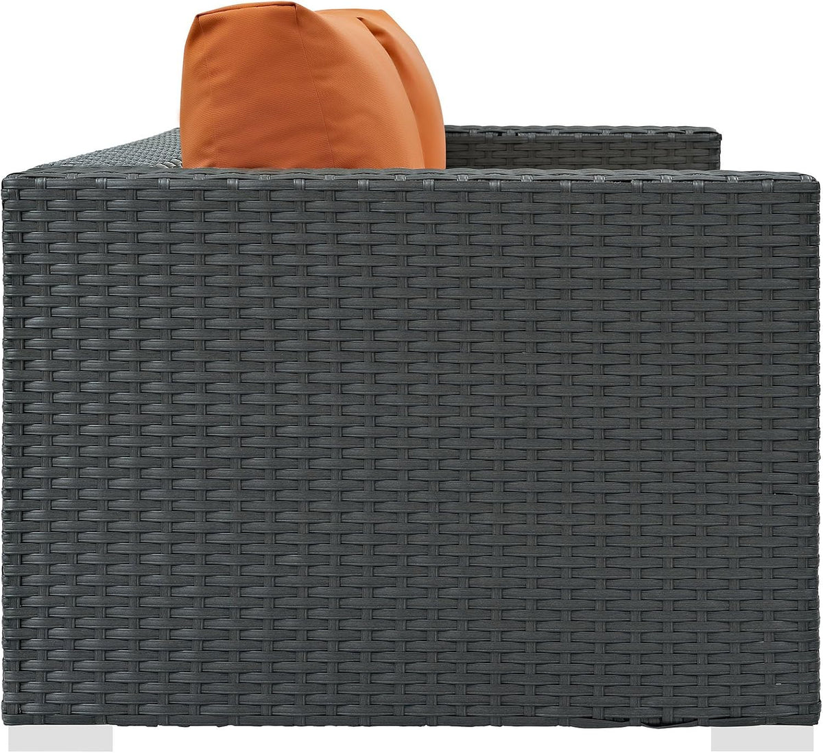 Sojourn Wicker Rattan Outdoor Patio Sunbrella Fabric Loveseat in Canvas Tuscan