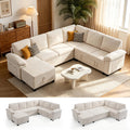 108" Modular Sectional Sleeper Sofa with Storage, L Shaped Pull Out Couch