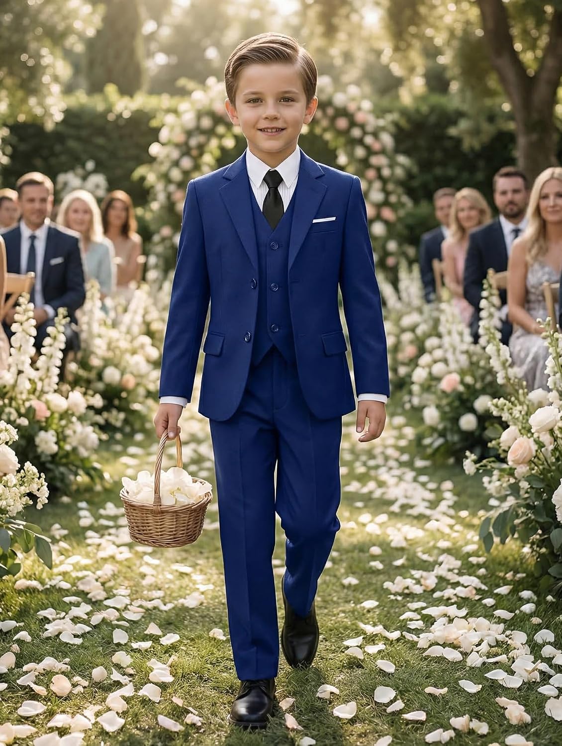 Boy's Suits for Kid Formal 5pcs Slim Fit Wedding Tuxedo Casual Suit Set