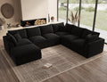 Oversized Sectional Couches, Cloud Boneless Couch, 7 Seater Large Modular Sectional Sofa, Black