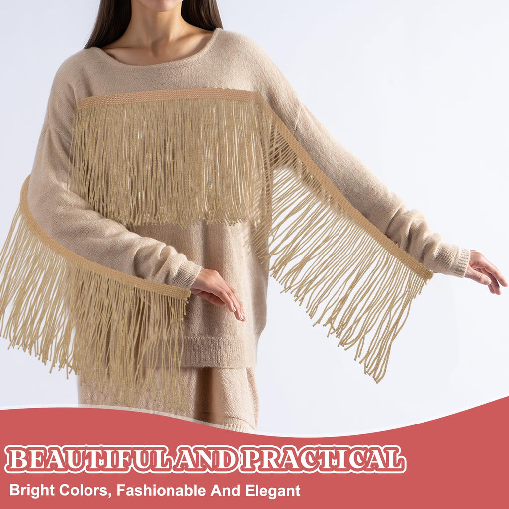 8 Inch Fringe Trim Tassel Sewing Trim, Polyester Chainette for DIY Craft Clothing Accessories Latin Wedding - 10 Yards