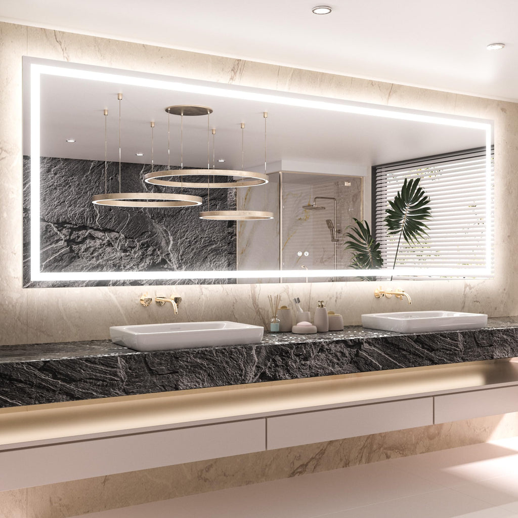 96x36 Inch LED Bathroom Mirror with Lights, Fast & Safe Defogging