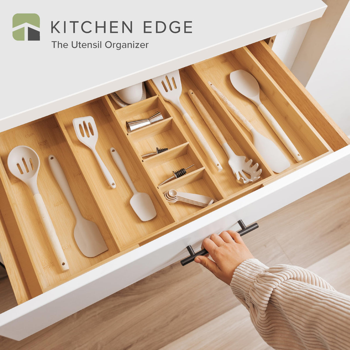 Utensil & Junk Drawer Organizer, 16-28 in, Bamboo