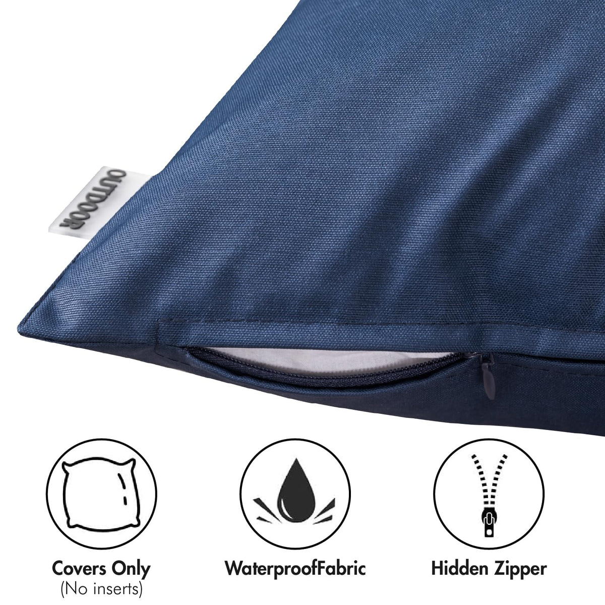 Decorative Outdoor Waterproof Pillow Covers 16x16 Navy Blue