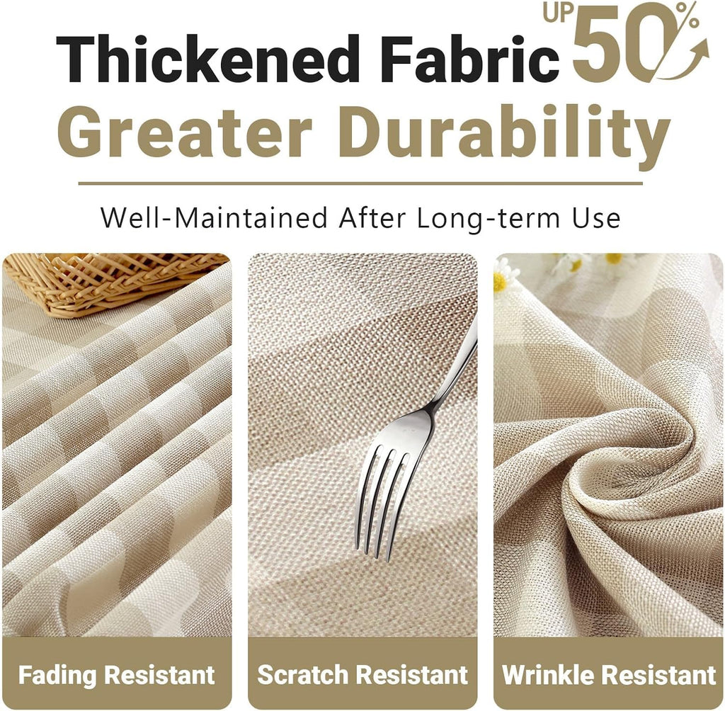 Beige Checkered Tablecloth Rectangle Tables Buffalo Plaid Gingham Table Cloth Cotton Linen Rustic Tablecloths