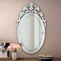 42x24 Oval Bathroom Mirror, Venetian Floral Etched Decorative Wall Mirror