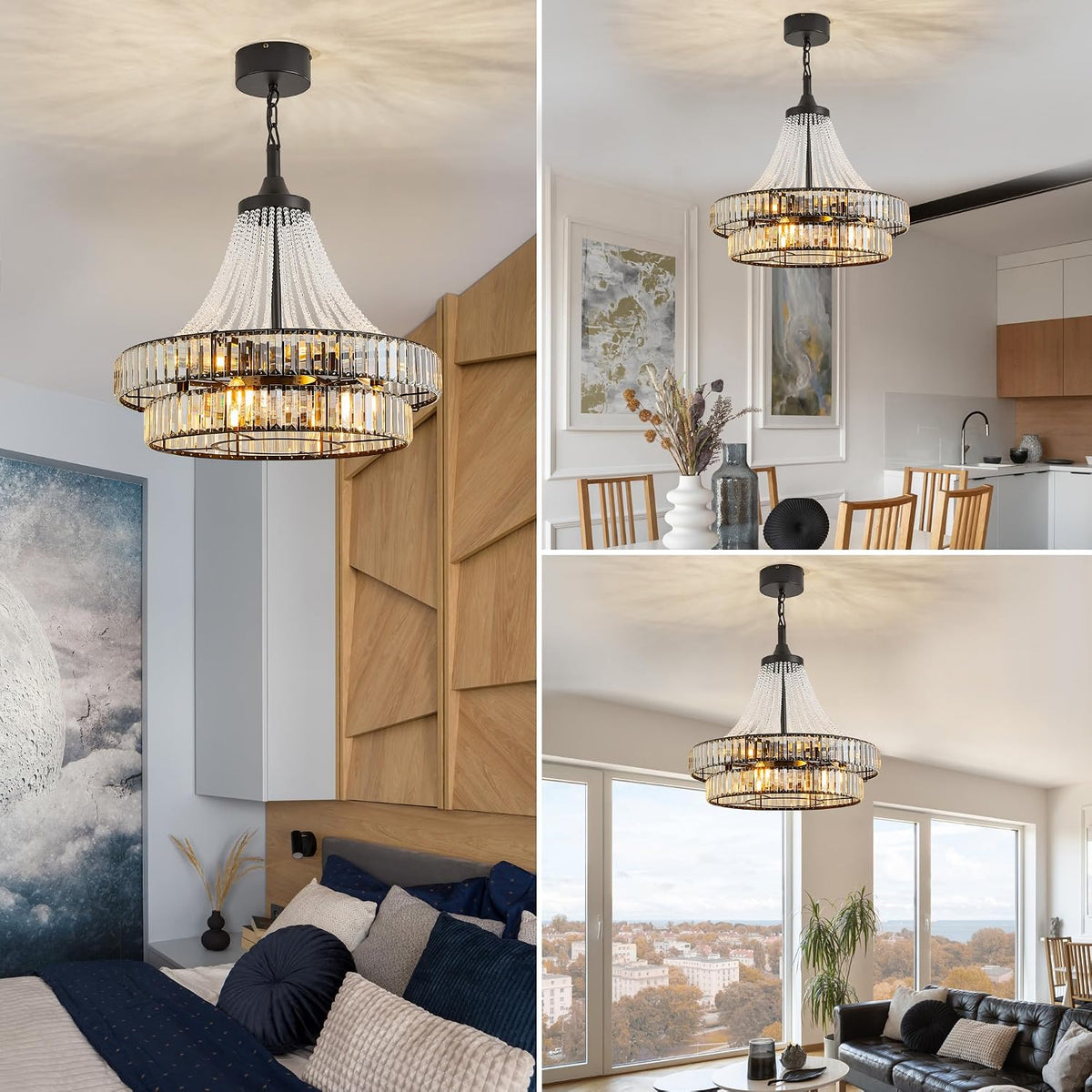 24" Smart Caged Crystal Ceiling Fan with Light & Remote
