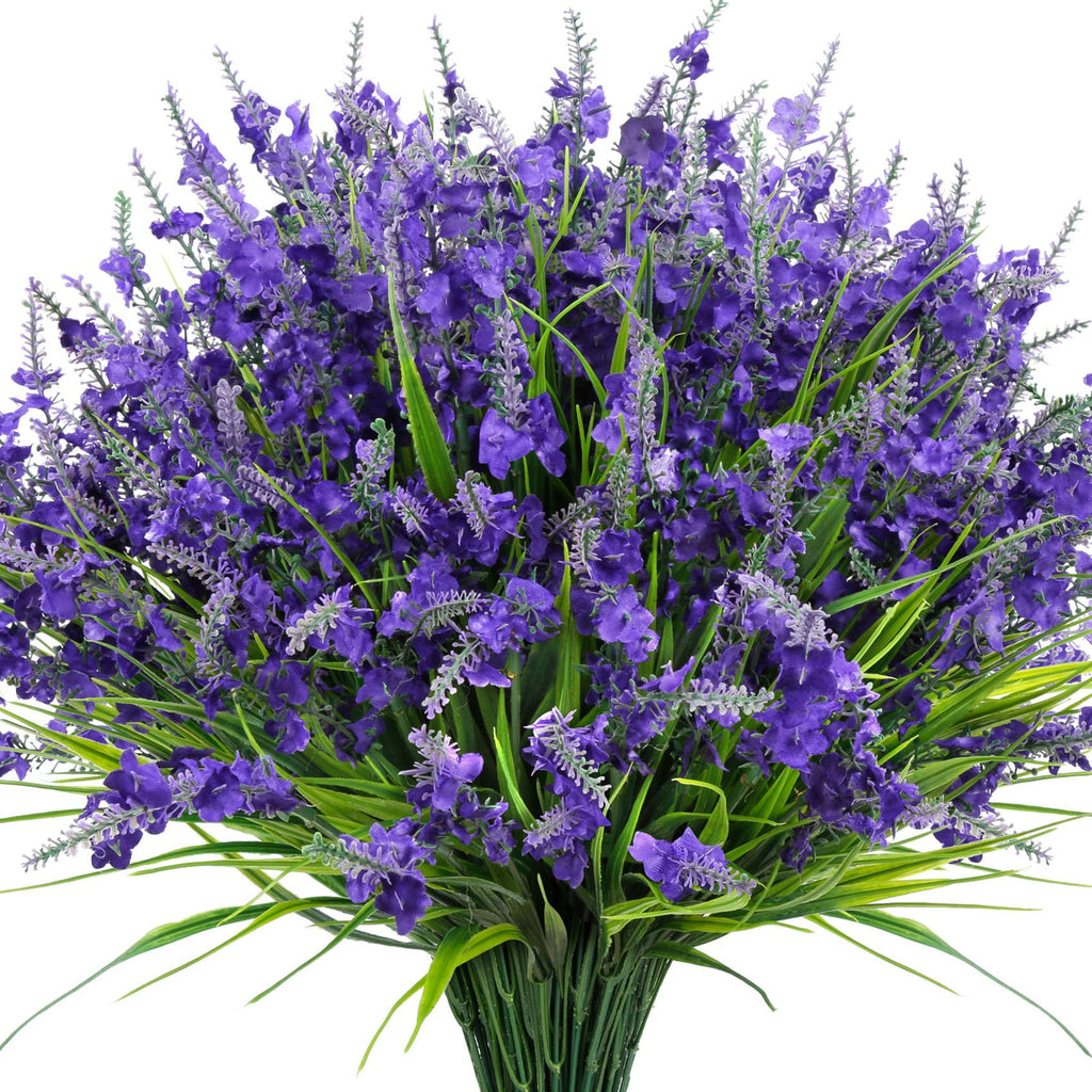 20 Bundles Artificial Lavender Flowers for Outdoors, Deep Purple