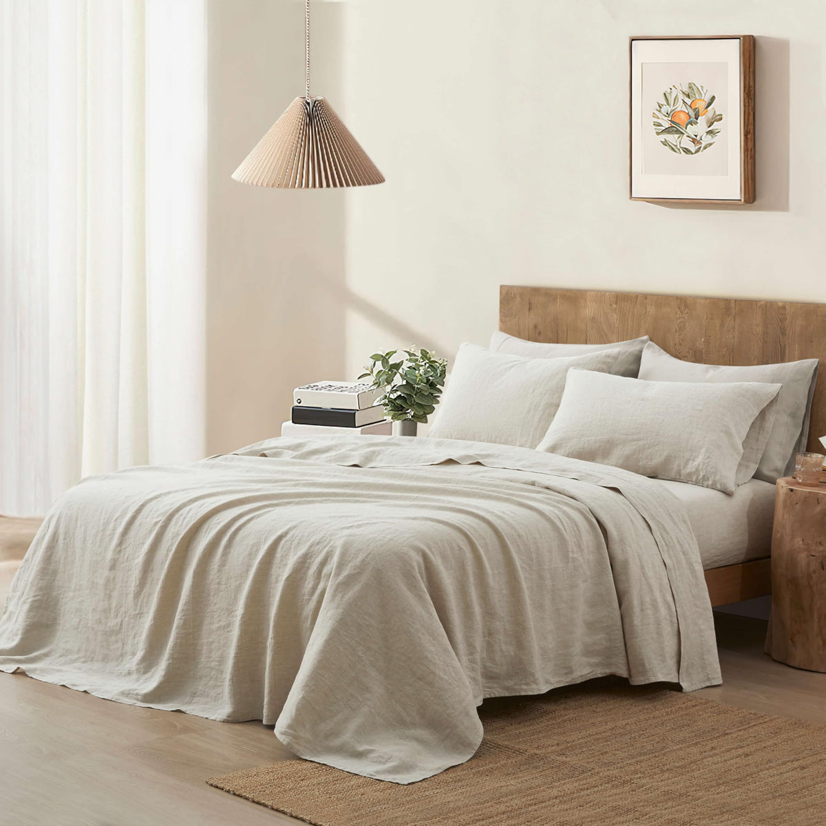 100% Flax Linen Sheets Set Natural Linen Bedding