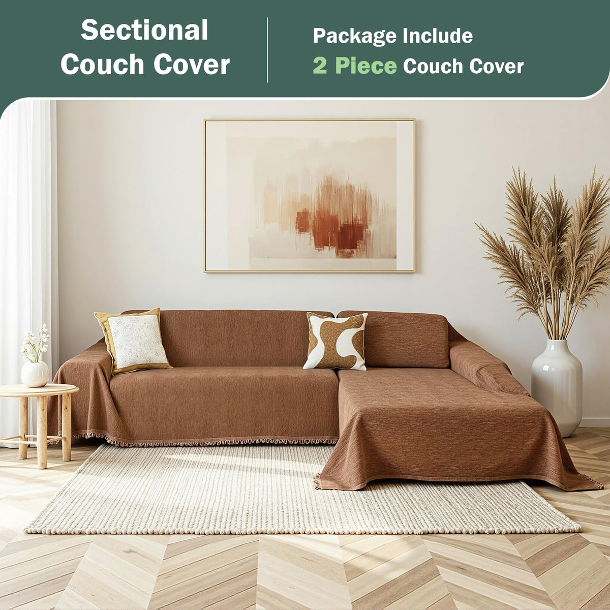 Sectional Couch Cover Sofa Covers Washable, 2 Pieces Couch Covers for Sofa L Shape, Sofa Slipcover for 3-4 Cushion