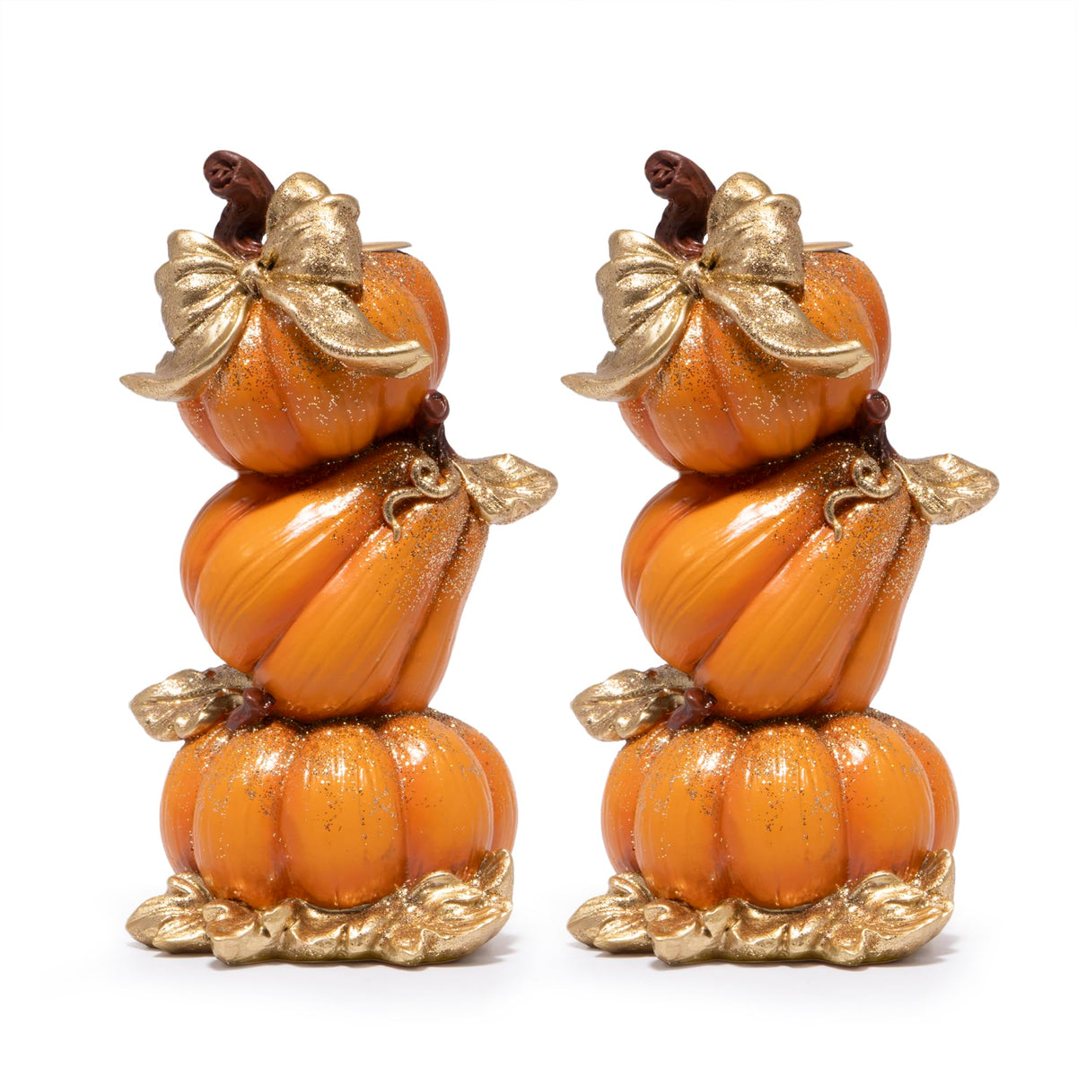 Thanksgiving Pumpkin Candle Holders, Fall Decoration, Set of 2
