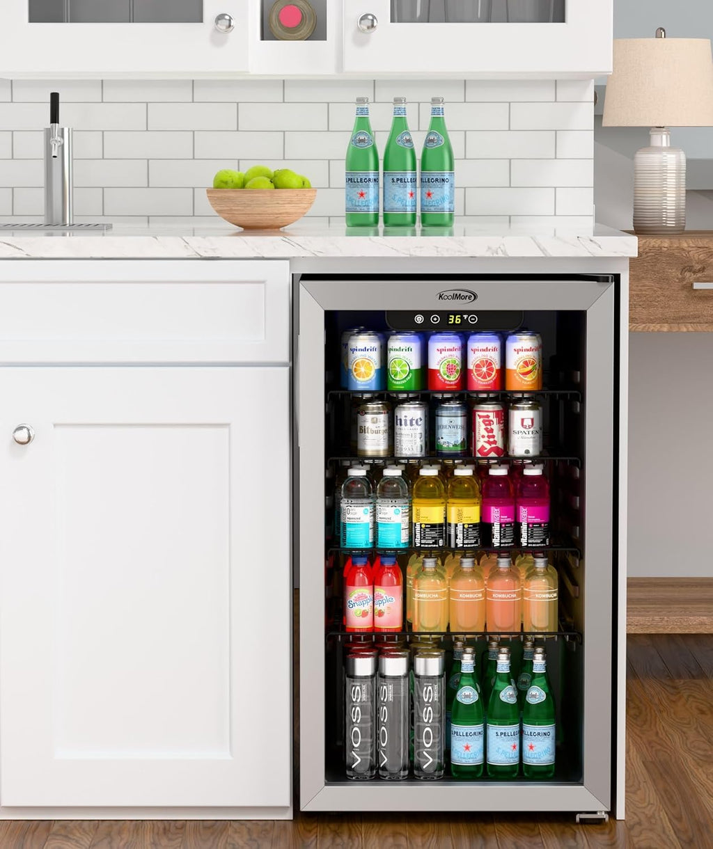 18 in. 3.2 Cu. Ft. Beverage Refrigerator Merchandiser with Stainless Steel Trim and Touch Panel For Soda