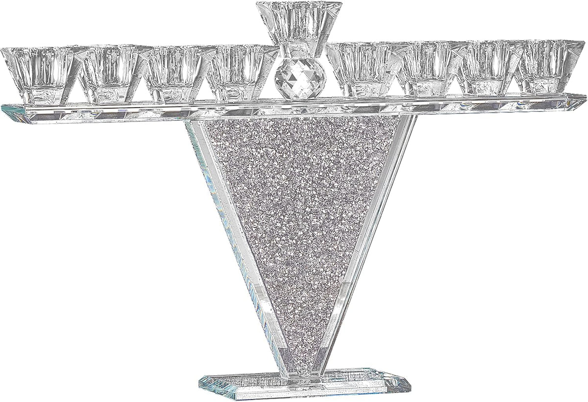 Crystal Glass Hanukkah , Modern Style Oil and Candle for Chanukah, Fits Standard Chanukah Oil Cups and Large Candles