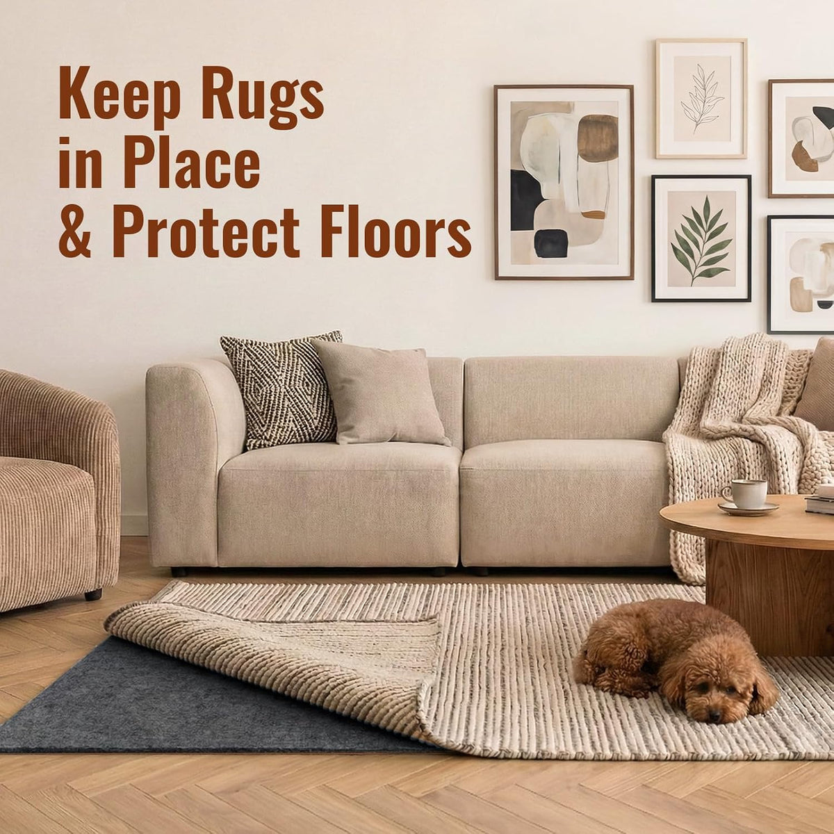 5 x 7 Ft Rug Pad Non-Slip, 1/4" Thick, Rug Gripper for Hardwood Floors, Felt and Natural Rubber Backing, Dual