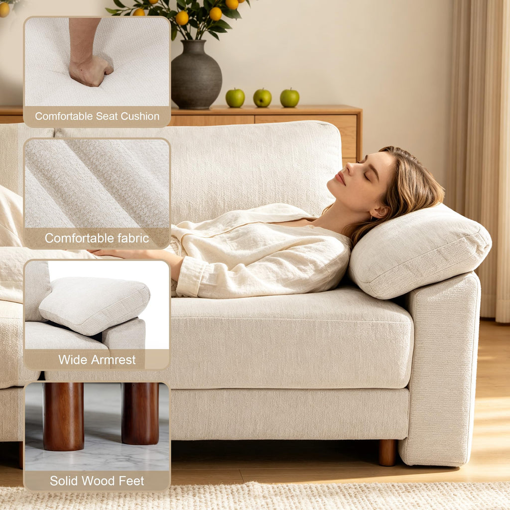 145'' Oversized L Shape Modular Cloud Sectional Sofa, Deep Seat Sofa, Beige