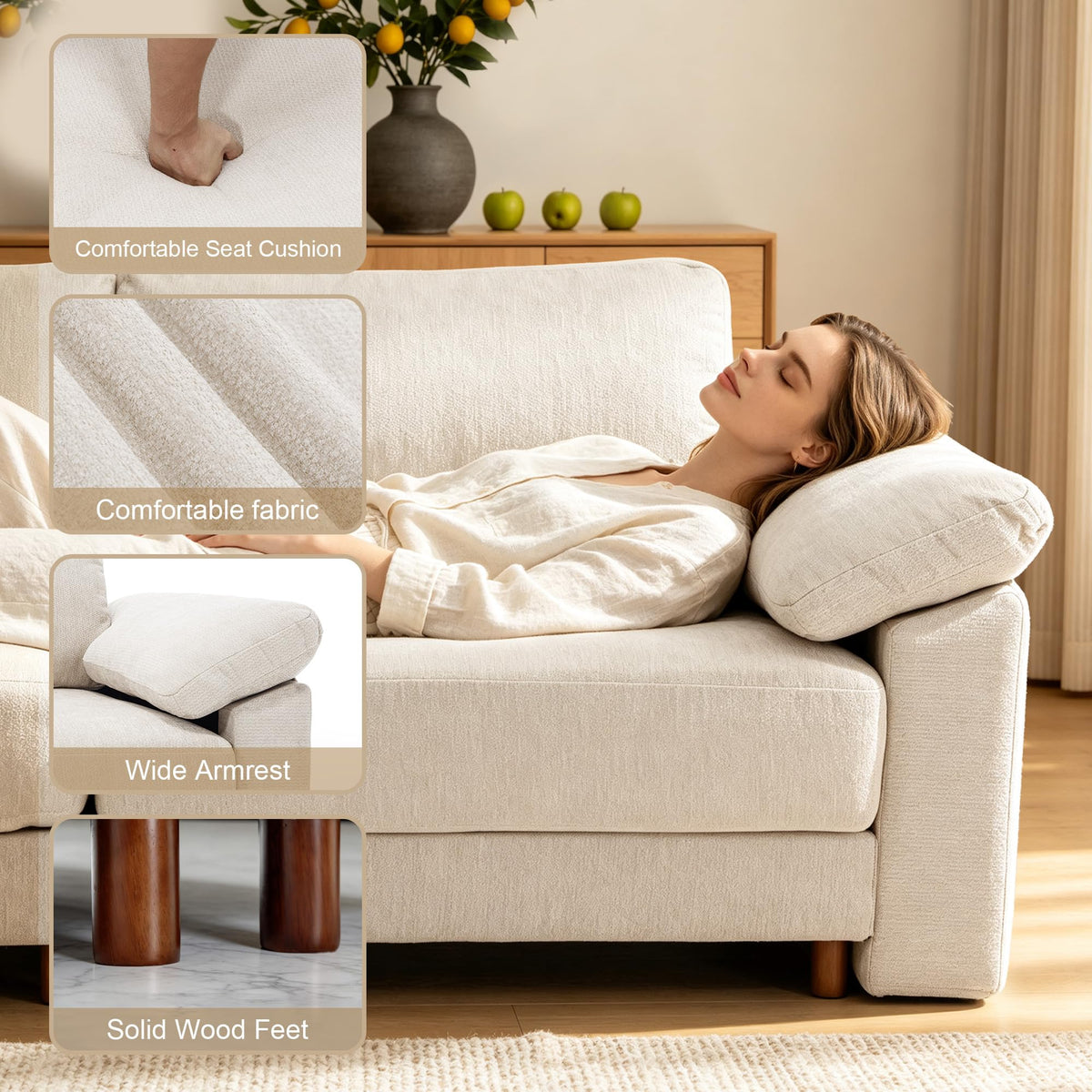 145'' Oversized L Shape Modular Cloud Sectional Sofa, Deep Seat Sofa, Beige