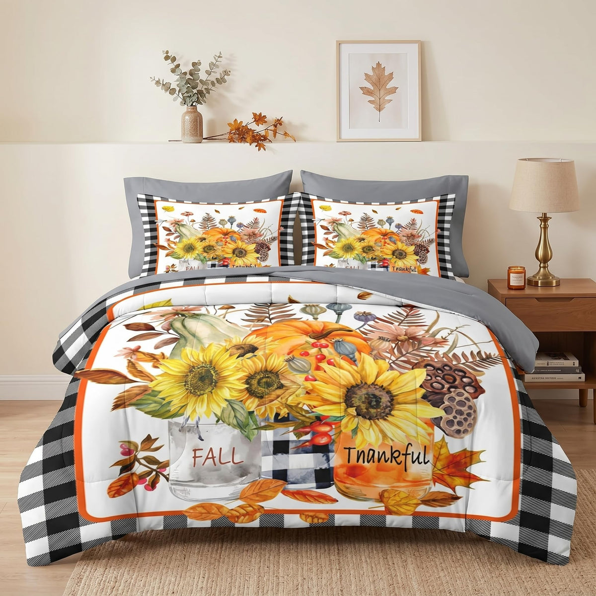 Fall Comforter Set with Sheets, 5 Pieces Buffalo Bedding
